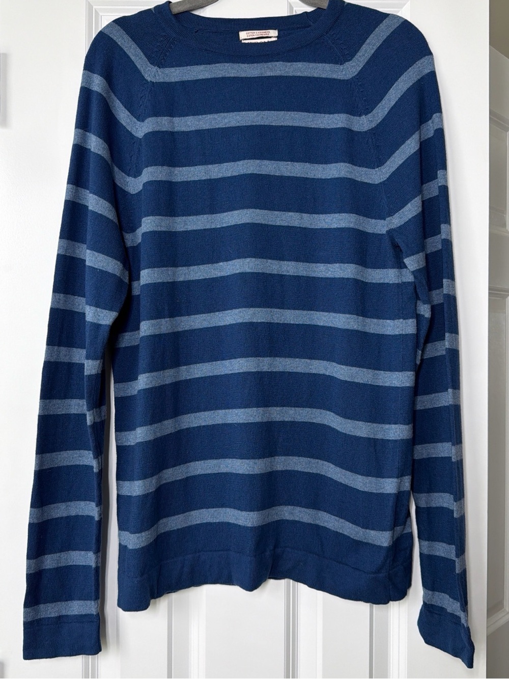 Merona striped cotton-cashmere sweater in a soft blue tone